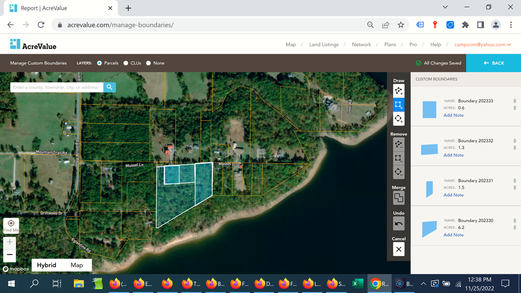 Conceptual four-lot subdivision of Bay Shore Estates