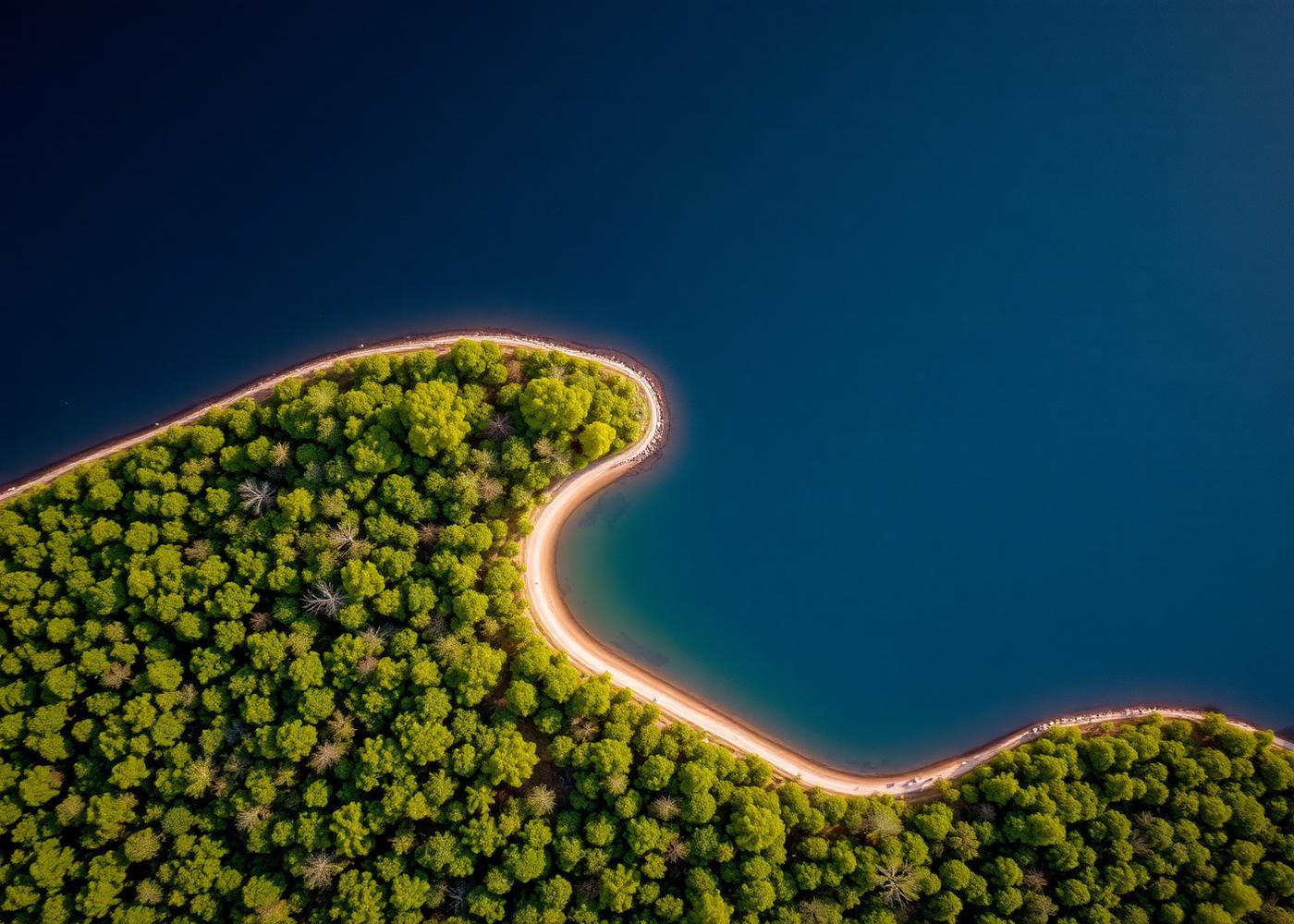 Aerial photograph of the wooded shoreline along Bay Shore Estates